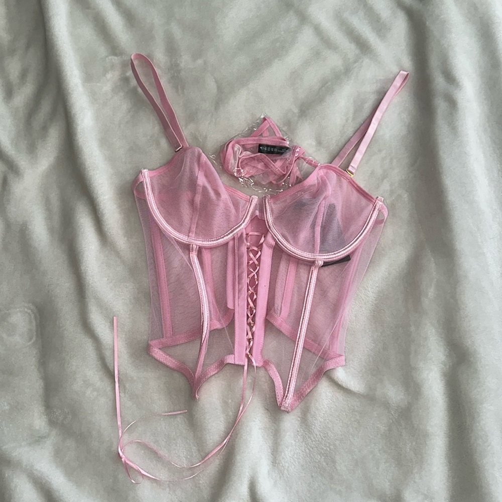 Pink corset w/ matching thong